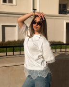 Lace Detail Boxy Tee