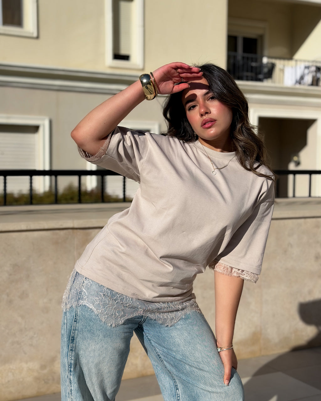 Lace Detail Boxy Tee