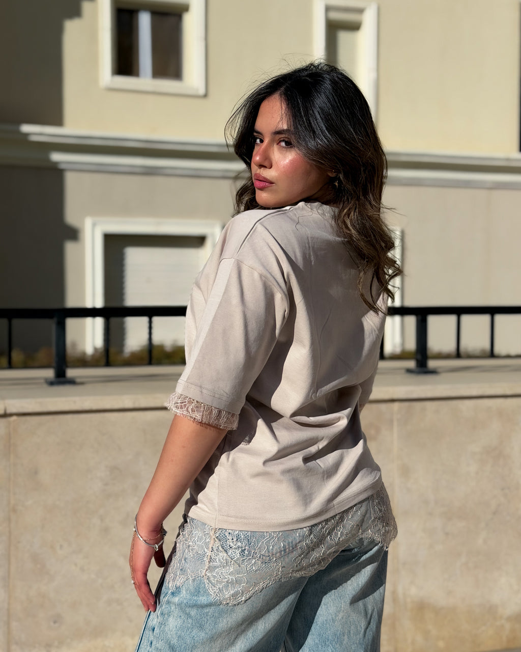 Lace Detail Boxy Tee