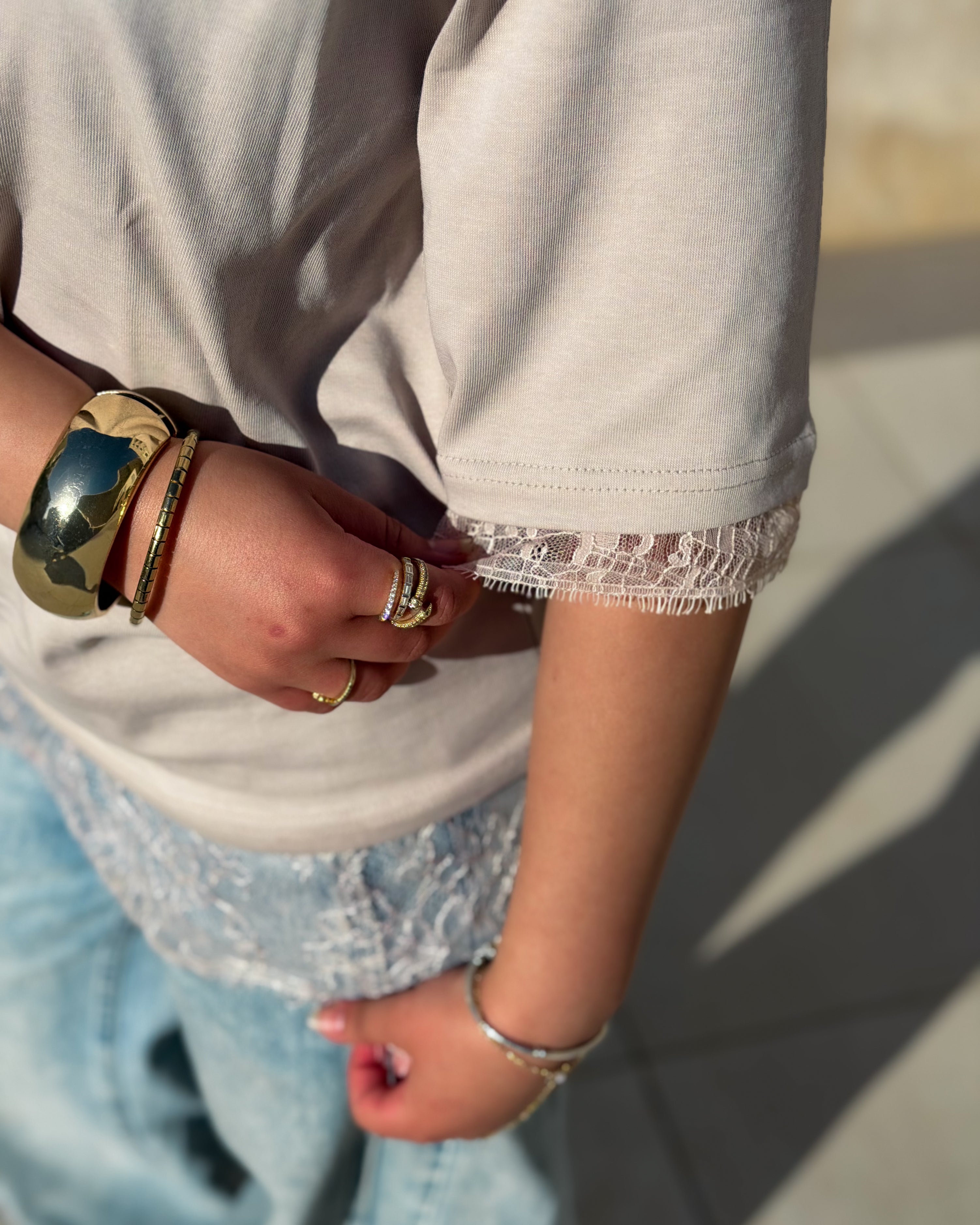 Lace Detail Boxy Tee
