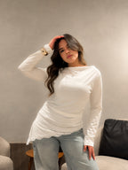 Asymmetrical Lace Hem Top