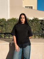Lace Detail Boxy Tee