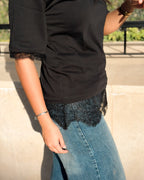 Lace Detail Boxy Tee