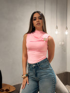 Draped Brooch Top