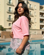 Cropped Lace Oversized Tee