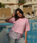 Cropped Lace Oversized Tee