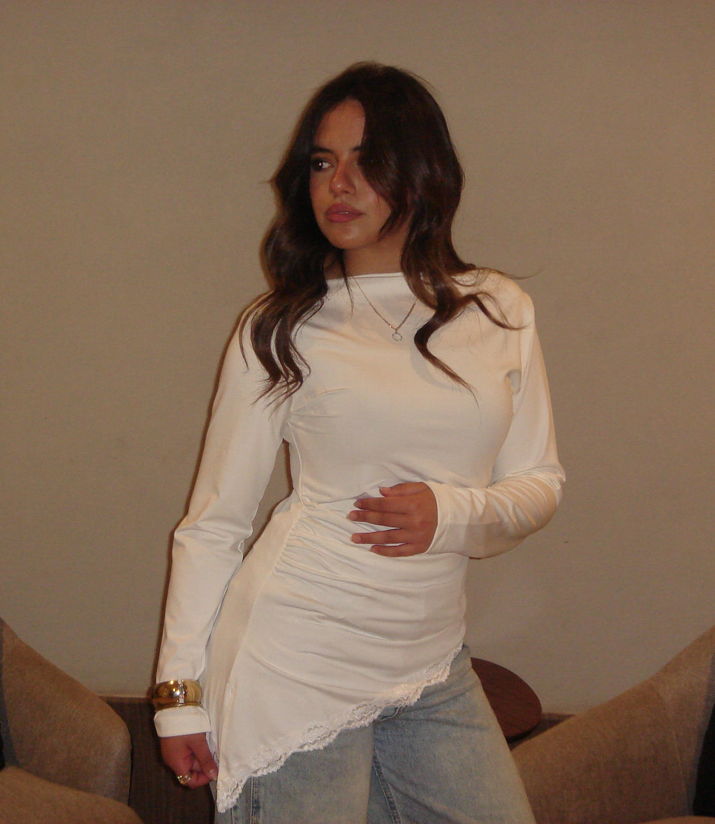 Asymmetrical Lace Hem Top