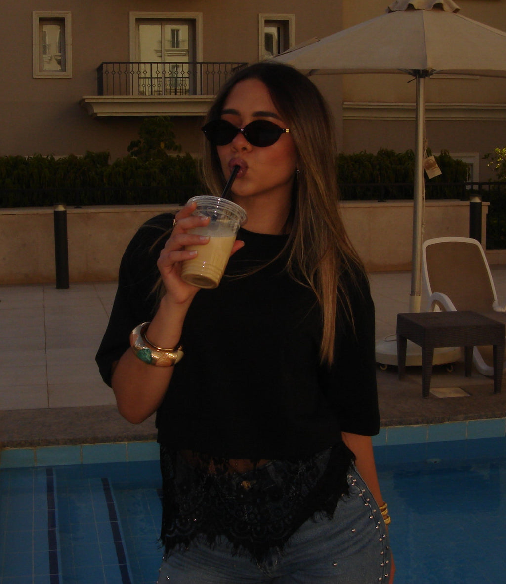 Cropped Lace Oversized Tee