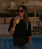 Cropped Lace Oversized Tee