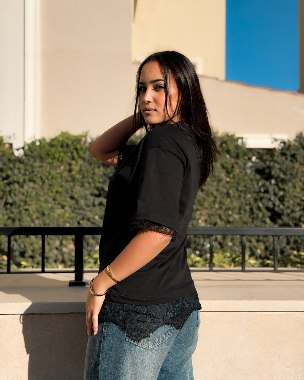 Lace Detail Boxy Tee