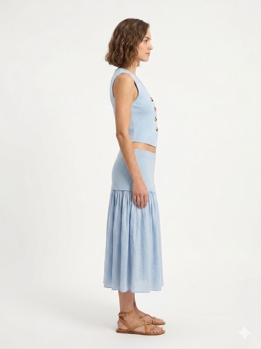 Vest and Maxi Skirt Set