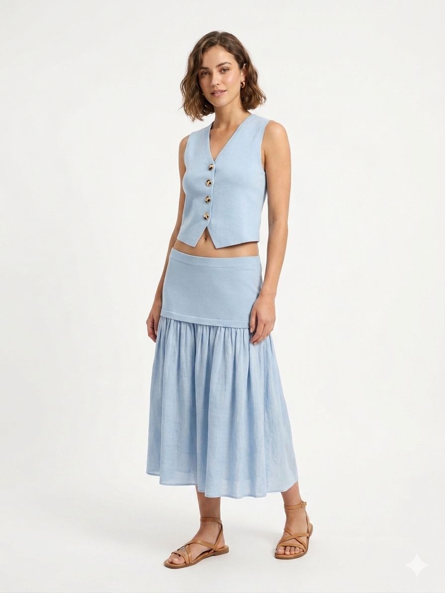 Vest and Maxi Skirt Set
