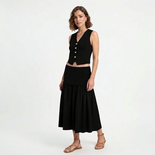 Vest and Maxi Skirt Set