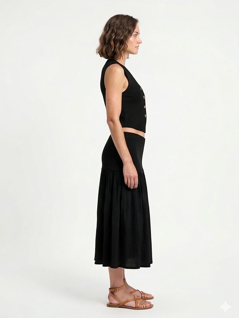 Vest and Maxi Skirt Set