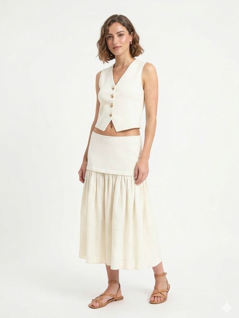 Vest and Maxi Skirt Set