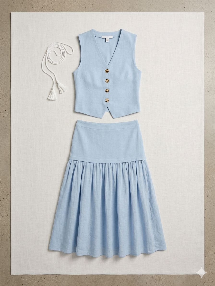Vest and Maxi Skirt Set