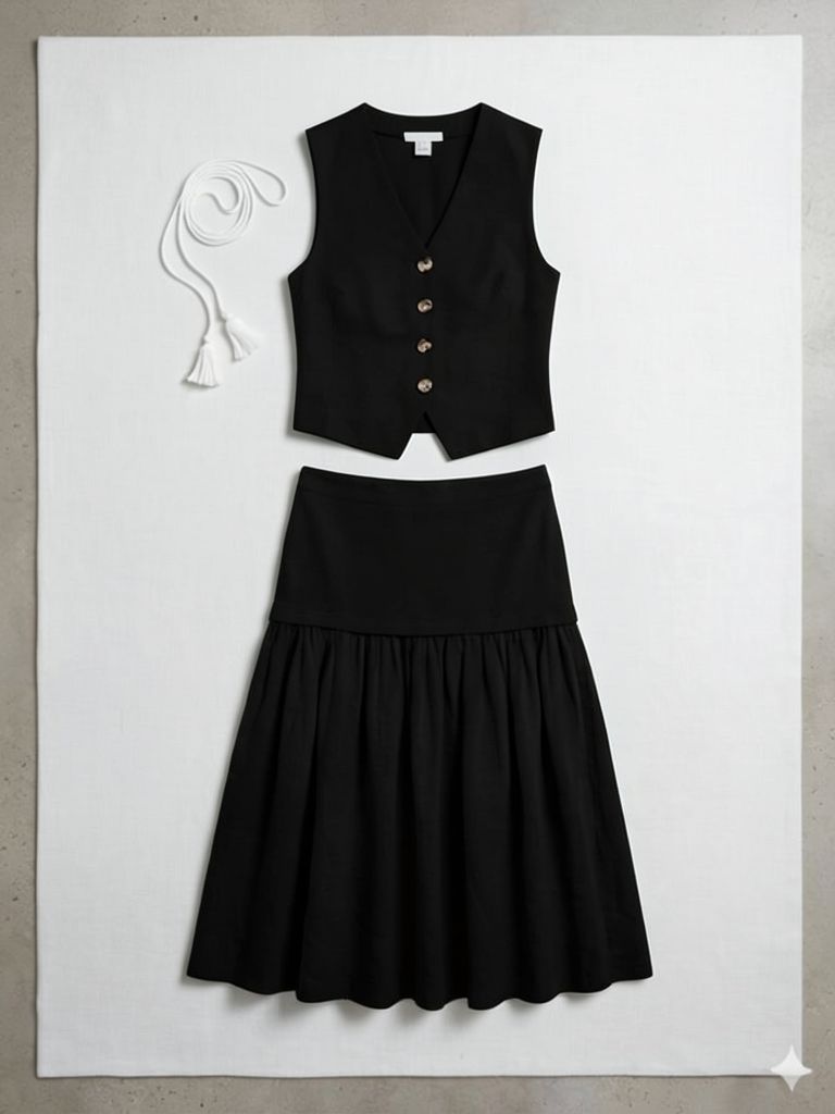 Vest and Maxi Skirt Set